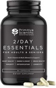 Multivitaminas esenciales diarias de alimentos para adultos y adultos mayores - 2X al día - Vitamina A, C, D, E, B12 y Minerales - Apoyo natural y holístico (60 cápsulas)