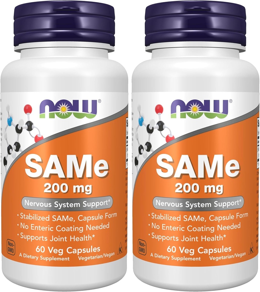 AHORA Suplementos, Mismo (S-Adenosyl-L-Methionine)200 mg, Nervous System Support*, 60 Veg Capsules (Pack of 2)