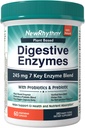 NewRhythm Digestive Enzymes 245 mg, con Probióticos y Prebióticos, Planta Basada, 7 Enzimas Clave, Digestión, Absorción Nutriente, Protease Amylase & Lipase, 60 cápsulas Vegan