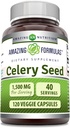 Amazing Fórmulas Celery Seed Extract Suplemento TEN 1500 Mg Por Serving TEN 120 Veggie Capsules ← Non-GMO TEN Gluten-Free TEN Made in USA
