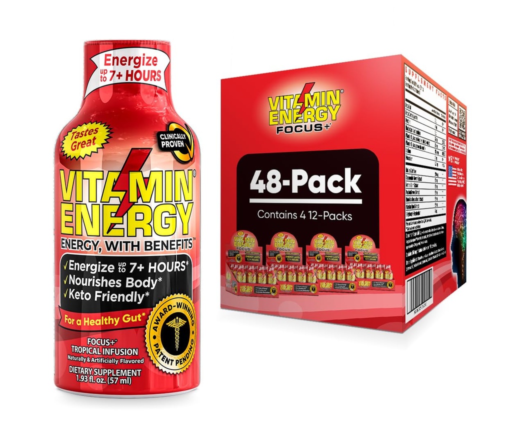 Vitamin Energy Keto Energy Drink Shot, Hasta 7+ Horas de Energía, 1.93 Fl Oz, 48 Conde