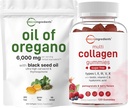 Micro Ingredientes Oil of Oregano Softgels 6,000mg Por Serving & Multi Collagen Peptides Gummies Bundle Pack ← 4X Strength Carvacrol & Thymoquinon  suya Tipo I,II,III,V,X Protein