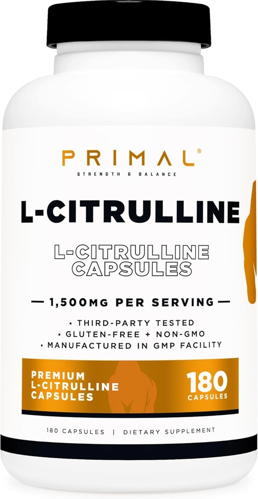 Primal L-Citrulline Capsules (180 cápsulas / 1.500 mg por servidumbre)