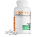 Bronson Vitamina K Triple Play (Vitamin K2 MK7 / Vitamina K2 MK4 / Vitamina K1) Complejo de espectro completo vitamina K Suplemento, 90 cápsulas