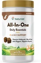 Suplemento de perros NaturVet All-in-One - para soporte conjunto, digestión, piel, cuidado de la carne – Multivitaminas de perros con minerales, Omega-3, 6, 9 – Vitaminas sin trigo para perros – 120 cerdas suaves
