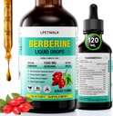 4 FL Oz Beberina orgánica gotas líquidas, suplemento de bereberina premium líquido con canela de Ceylán, melón de amargo, suplemento vegano libre de azúcar, 98% Absorción, 120ML