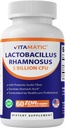 Vitamatic Lactobacillus Rhamnosus 5 Billion per DR Capsule (10 Billion Per 2 Capsules) - 60 Cuenta - Advanced Digestive & Immune Support - Hecho con fibra prebiótica de inulina