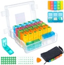 Organizador mensual de píldoras 3 veces al día con caja resistente a la humedad de 31 días, bolsa semanal de píldoras, cargador, pegatinas, plástico de apertura para un uso fácil, manejo conveniente de medicamentos diarios (White)