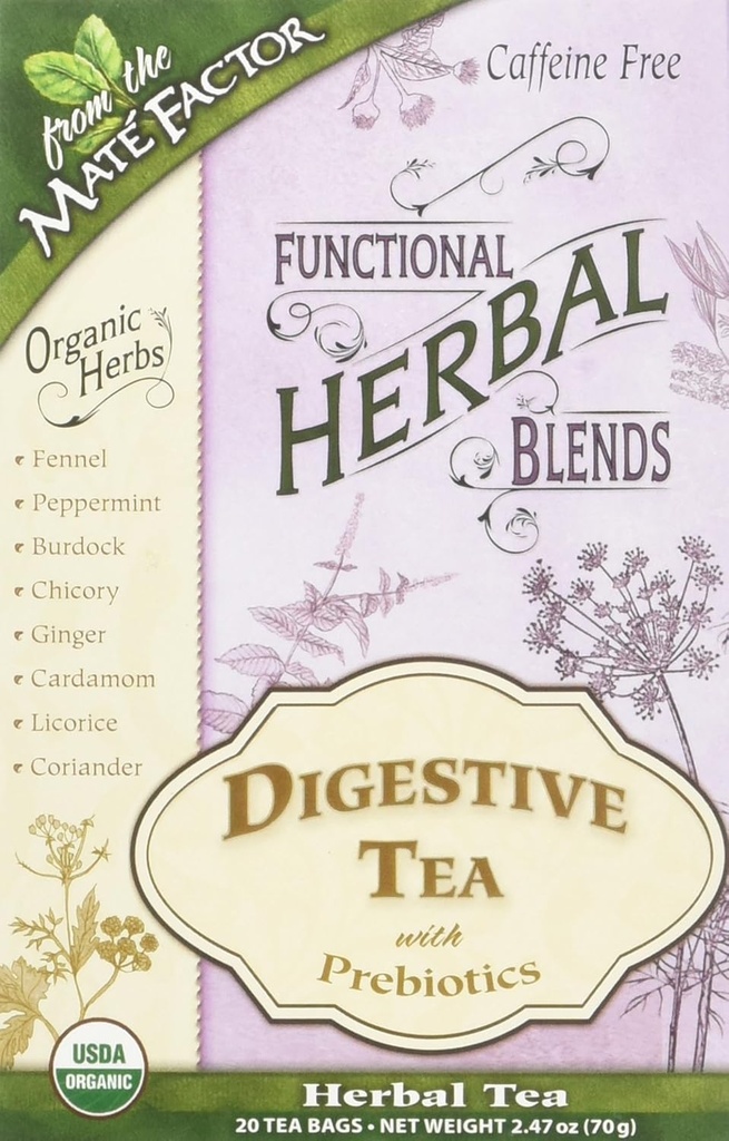Mate Factor Herbal Blends funcionales - té digestivo con prebióticos 20 bolsa(S)