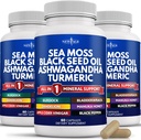 NEW AGE Silica Sea Moss, Black Seed Oil, Ashwagandha, Turmeric, Bladderwrack, Burdock - con Manuka, Honey Dandelion, ACV Black Pepper Gluten Free