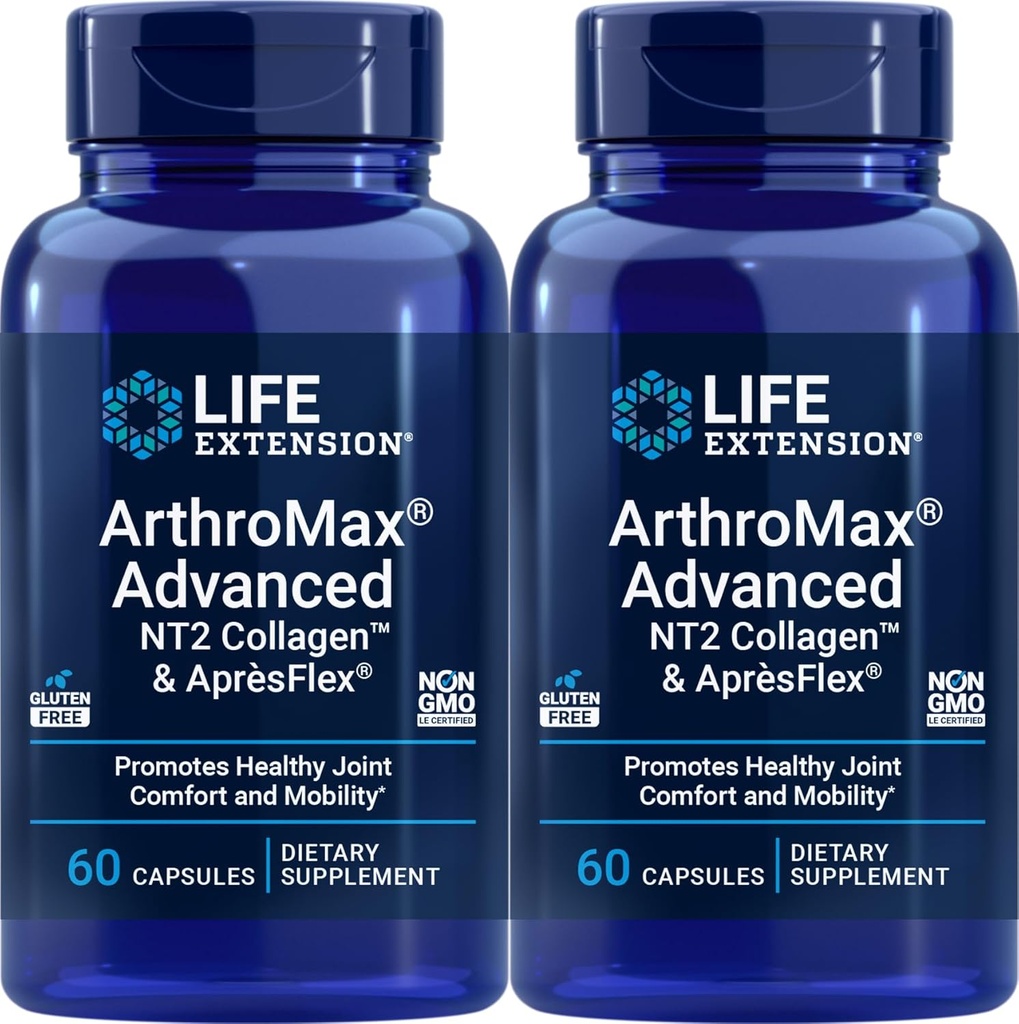 Extensión de la vida ArthroMax Avanzado con NT2 Collagen & ApresFlex, 60 cápsulas (Pack of 2)