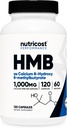 Nutricost HMB (Beta-Hydroxy Beta-Methylbutyrate) 1000mg (120 Capsules) - 500mg Por Capsule, 60 Servings - Gluten Free and Non-GMO