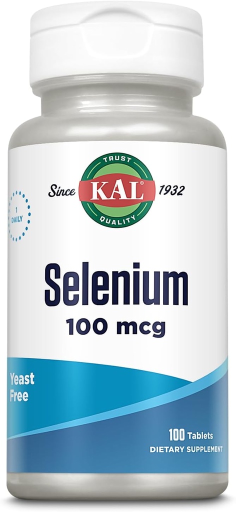 Kal 100 Mcg Selenium Yeast Free Tablets, 100 Cuenta