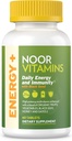 Vitaminas de Noor Energía+ Multivitamina; Vitamina Halal para la Producción de Energía & Inmunidad, 26 Vitaminas & Minerales, Semillas Negras, Fechas, Miel, para Hombres & Mujeres. Gelatin Free, 2 Month Supply
