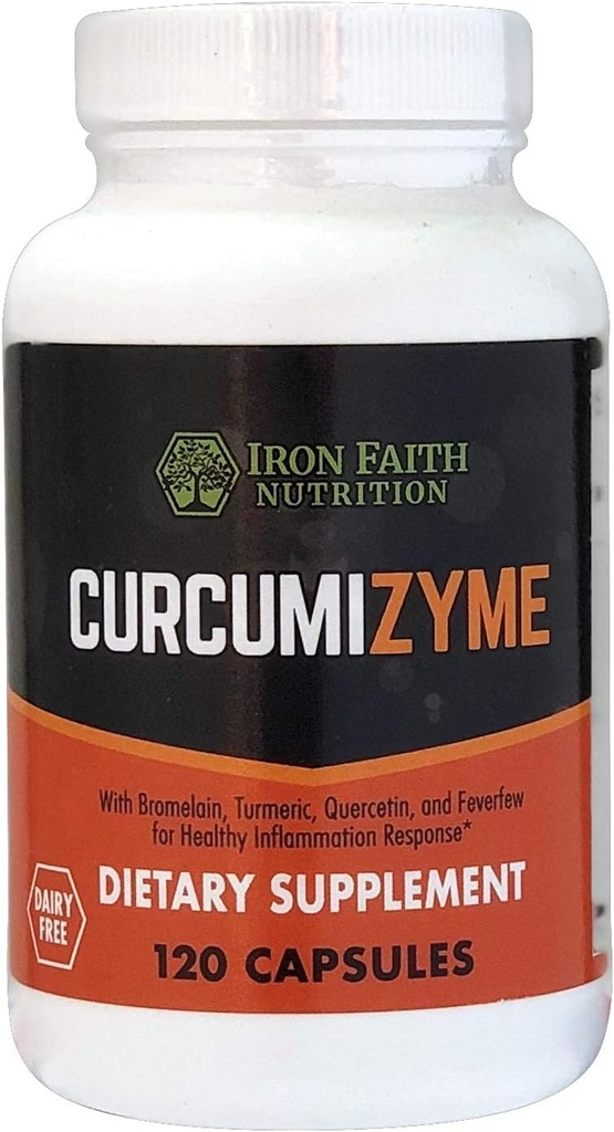 Curcumizyme Joint Relief & Healthy Inflammation Support - Bromelain 500mg /Turmeric 300 mg/Quercetin/Feverfew/Dairy Gratis / 120 Capsule