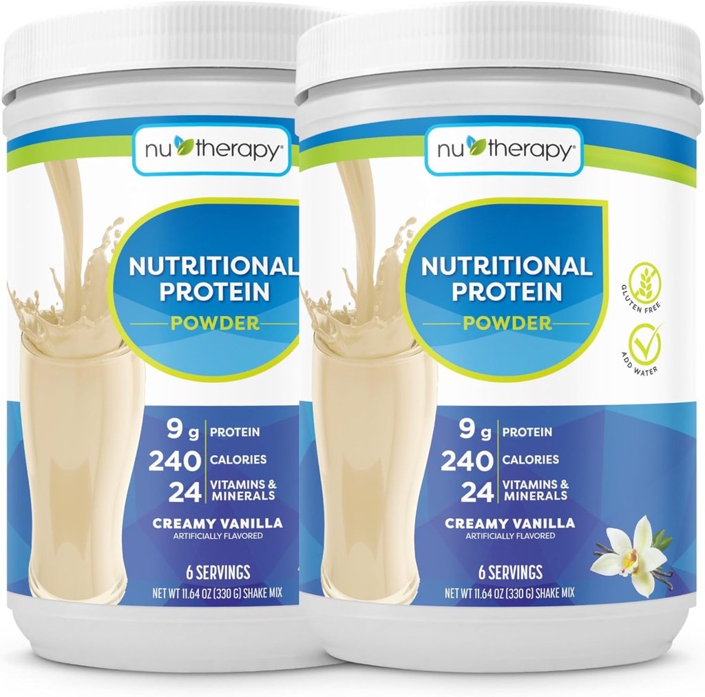 NuTherapy NuTherapy Powder de proteínas nutricionales para adultos- vitaminas y minerales para el apoyo nutricional y el apoyo a la salud ósea - 6 servidumbres (Pack of 2)