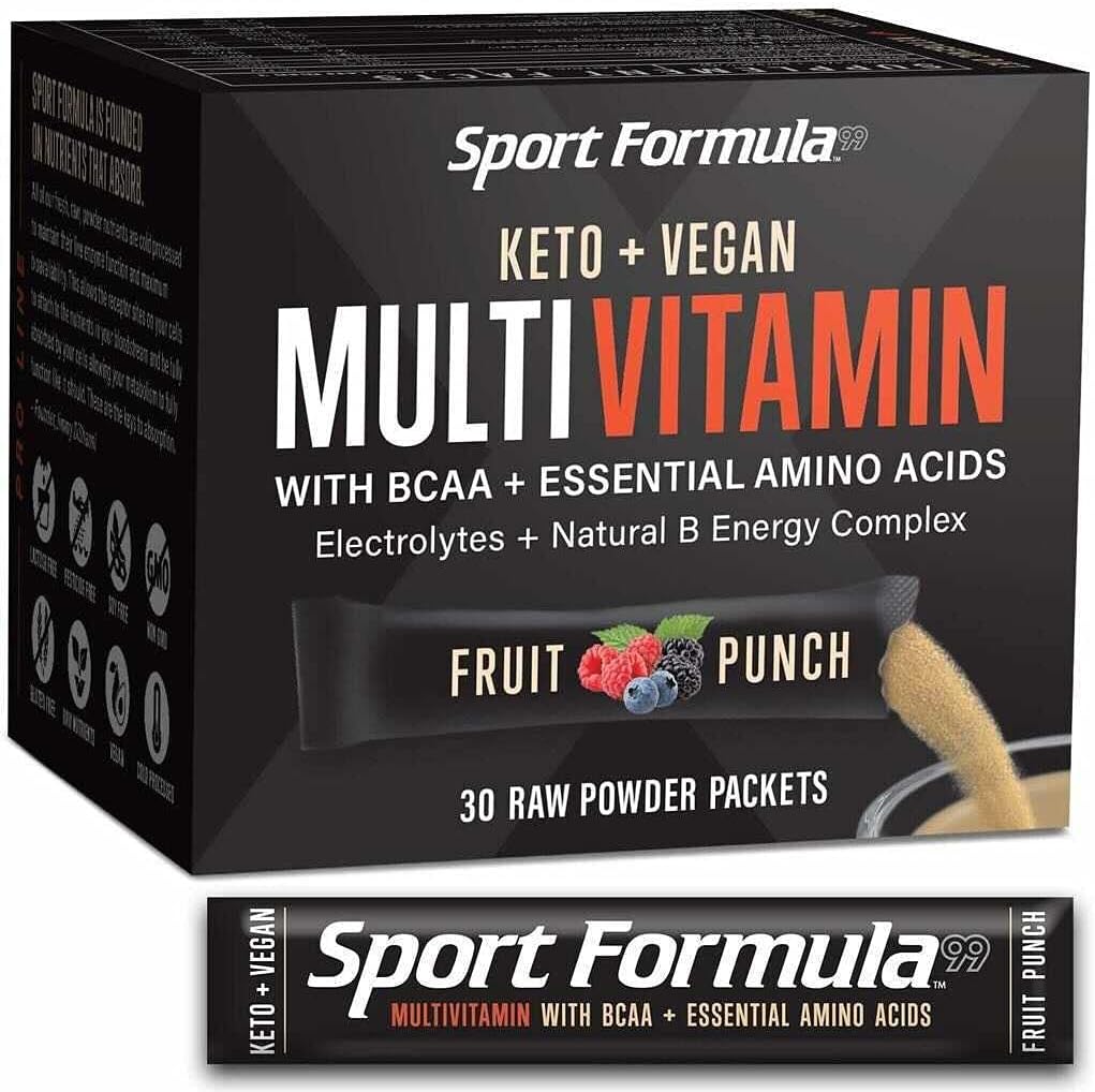 Multivitamin líquido Bebida Mix Vitamina Powder BCAA No se activa su estómago diariamente Keto MultiVitamin para hombres y mujeres Amino Acid Powder Fruit Punch Packet Multivitamin Powder Electrolytes