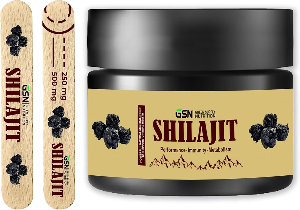 Green Supply Organic Shilajit Resin 30g: Pure Himalayan Blend con 85+ Trace Minerals " Fulvic Acid - 600mg Potencia máxima para el Boost de energía y soporte inmunológico, 50 Servimientos
