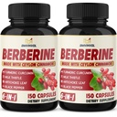 2 Pack Berberine HCl- Plus Ceylon Cinnamon, Turmeric, Milk Thistle, Artichoke, Black Pepper, Berberine HCI Root Suplementos Pills - Immune System