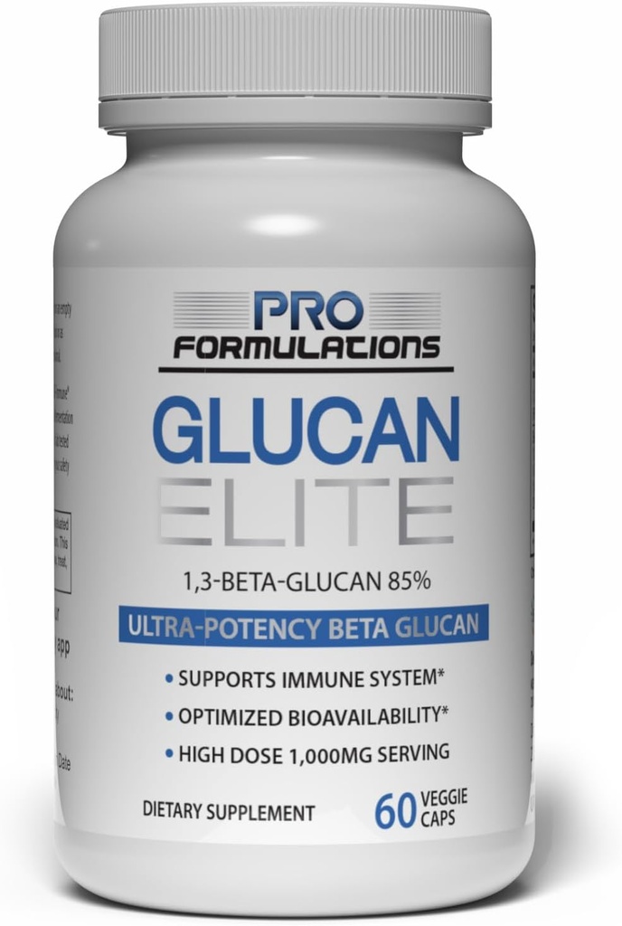 Elite Glucan - Beta 1-3D Glucan - 60 vcaps - Ultra-Potencia Beta Glucan - La biodisponibilidad más alta con BGF-Immune - Immune System Support