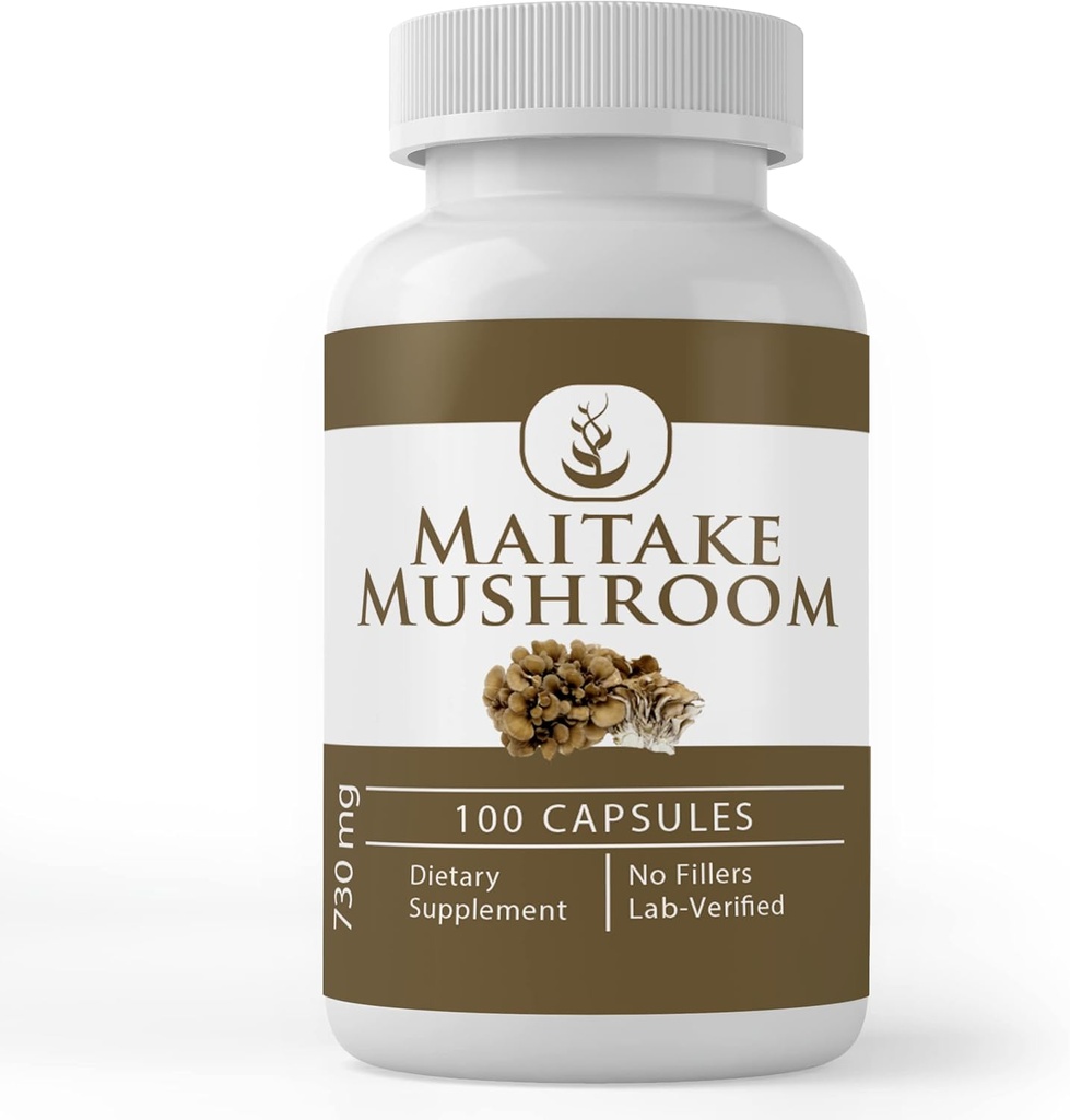 Ingredientes originales puros Maitake Mushroom Extract, (100 capsules) Siempre puro, sin aditivos ni artillería, Lab Verified
