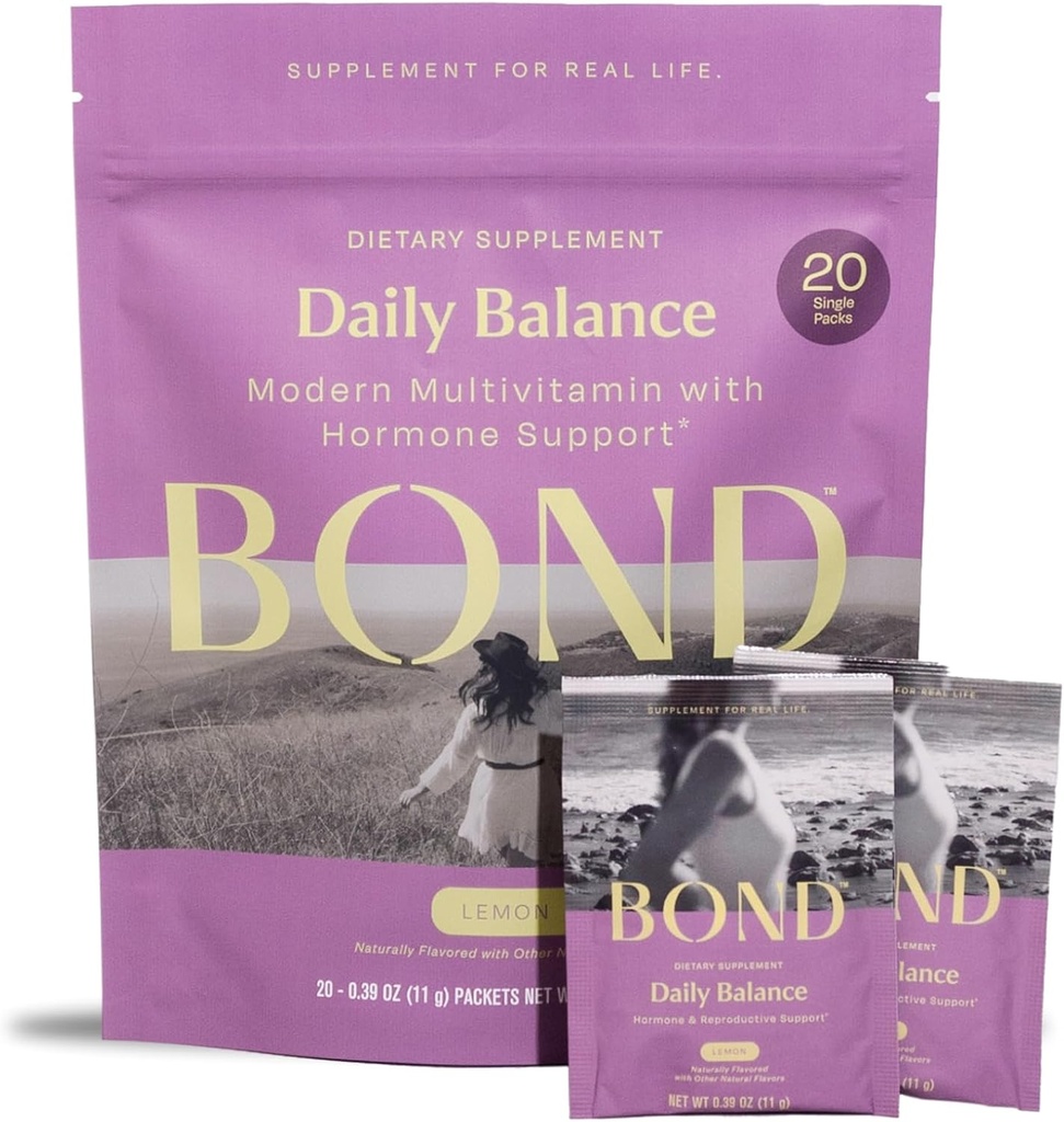 BOND Hormon Balance for Women 20 Travel Packs - Vitaminas Prenatales - Apoya Ciclos Menstruales, Ovulación, Niveles Nutrientes - Folate, Ácido Fólico, Inositol, Probióticos, NAC, Vitamina C + Antioxidantes