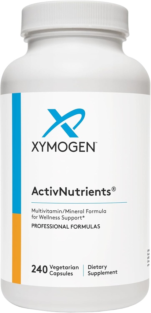 XYMOGEN ActivNutrients with Iron and Copper - Multivitamin Multimineral for Wellness, Immune, Energy and Mood Support - Minerales Chelated + Vitaminas B Active con Folate (240 cápsulas)