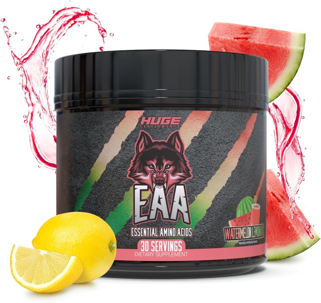 Amplia EAA Suplemento, Aminoácidos Esenciales de alta dosis Powder, 12.85g EAAs & 8g BCAAs Por Servir, Maximizar el crecimiento muscular, recuperación & rendimiento (Watermelon Lemonade, 17.73 Oz.)