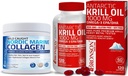 Bronson Marine Collagen Peptides Hidrolyzed Protein Powder + Antártico Krill Oil 1000 mg con Omega-3 EPA DHA