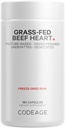 Codeage Grass Fed Beef Heart Supplement - Freeze Dried, Non-Defatted, Desiccated Glandular Supplements - Bovine Meat & Liver Pills - Beef Vitamins for Heart - Non-GMO -180 cápsulas