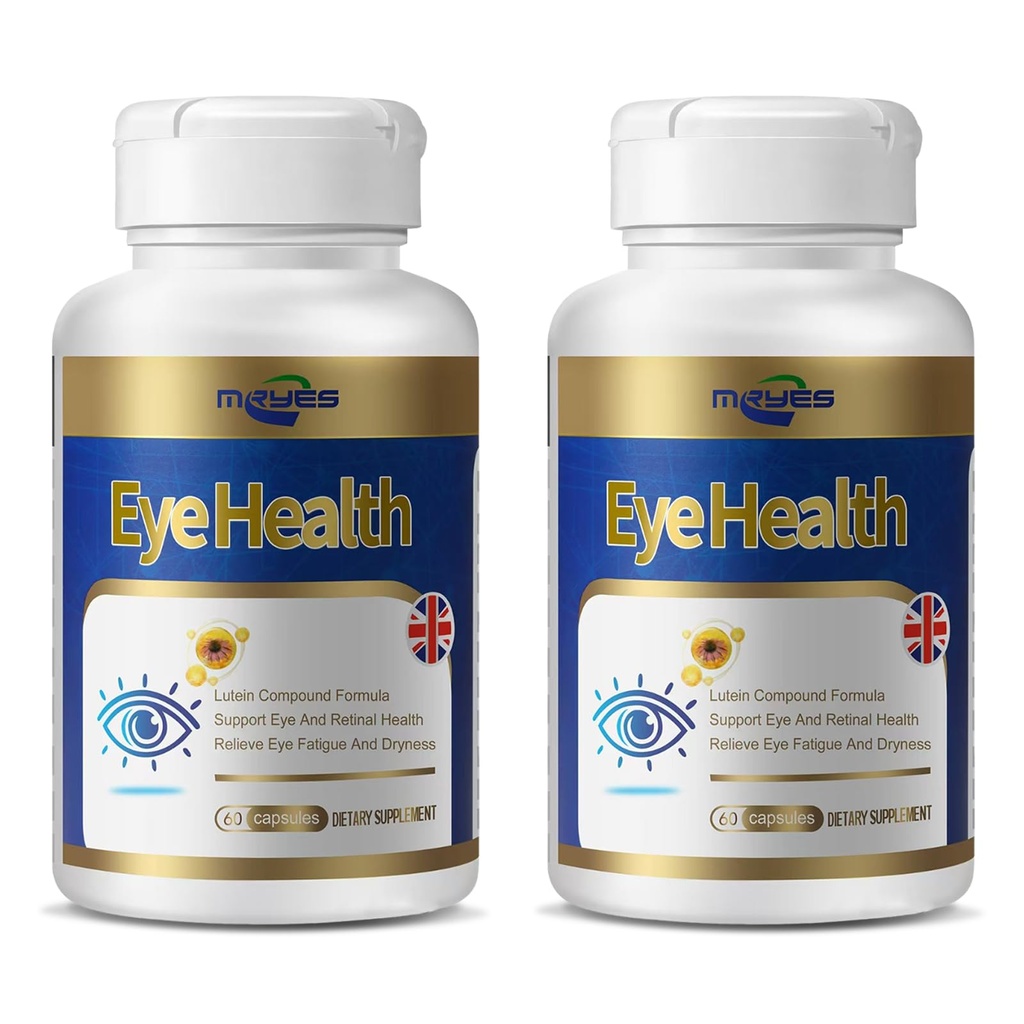 Lutein 20 mg with Zeaxanthin, Bilberry Extract, Vitamin E for Men and Women, Eye Health Dietary Supplement, Relieves Eye Tiredness and Dryness, Supports Vision Clarity and Eye Health - 120 Capsules