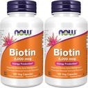 AHORA Suplementos, Biotina 5,000 mcg, Metabolismo Aminoácidos*, Producción Energética*, 120 Veg Capsules (Pack of 2)