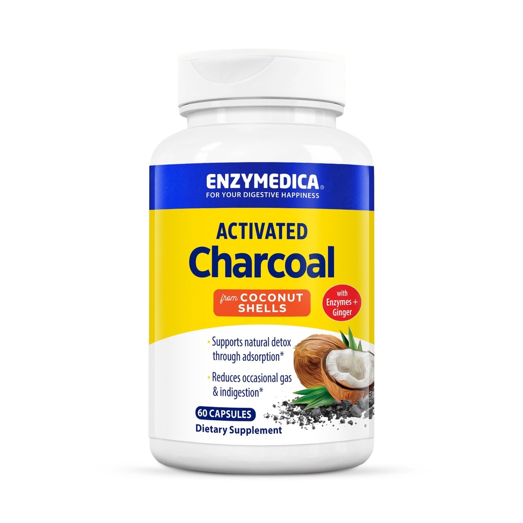 Enzymedica, carbón activado, reduce el gas ocasional, la hinchazón " , soporta la desintoxicación natural, 60 cuenta