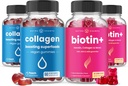 NutraChamps Pelo completo, Skin & Nails Bundle. Biotina, Collagen, Keratin
