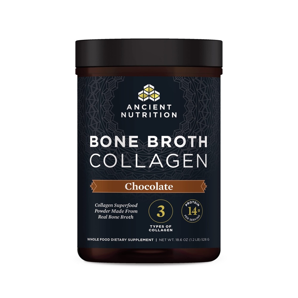Antiguo colágeno de nutrición, colágeno de hueso, chocolate, péptidos multi colágeno hidrolizado, soporta la piel y las uñas, suplemento conjunto, 30 piezas, 18.6oz