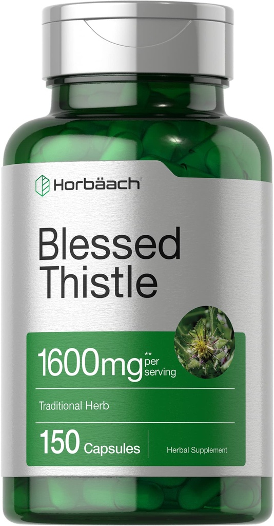 Horbaach Beat Thistle Capsules 1600 mg Silencio 150 Conde Silencio Max Potency Silencio No GMO, Gluten Free Herb Suplemento
