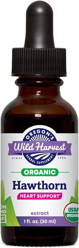 Cosecha Salvaje de Oregon 1:2 Extracto de Hawthorn Orgánico Fresco, 1 onza Fluida