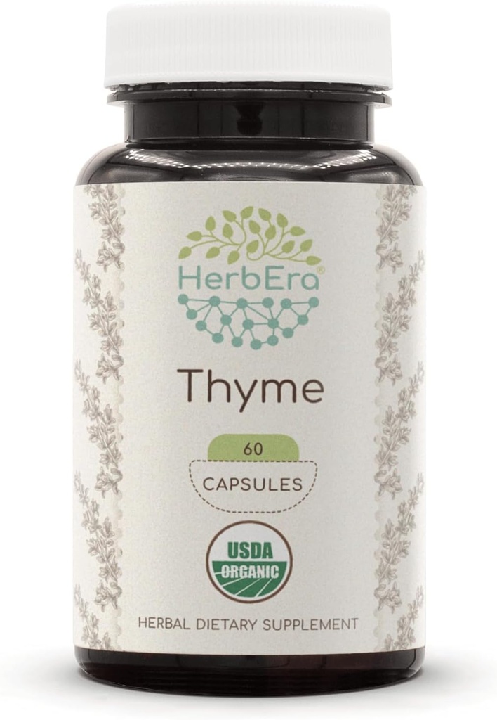 Tume 60 cápsulas, 800 mg, USDA Organic Thyme (Thymus Vulgaris) Leaf seco (60 cápsulas)
