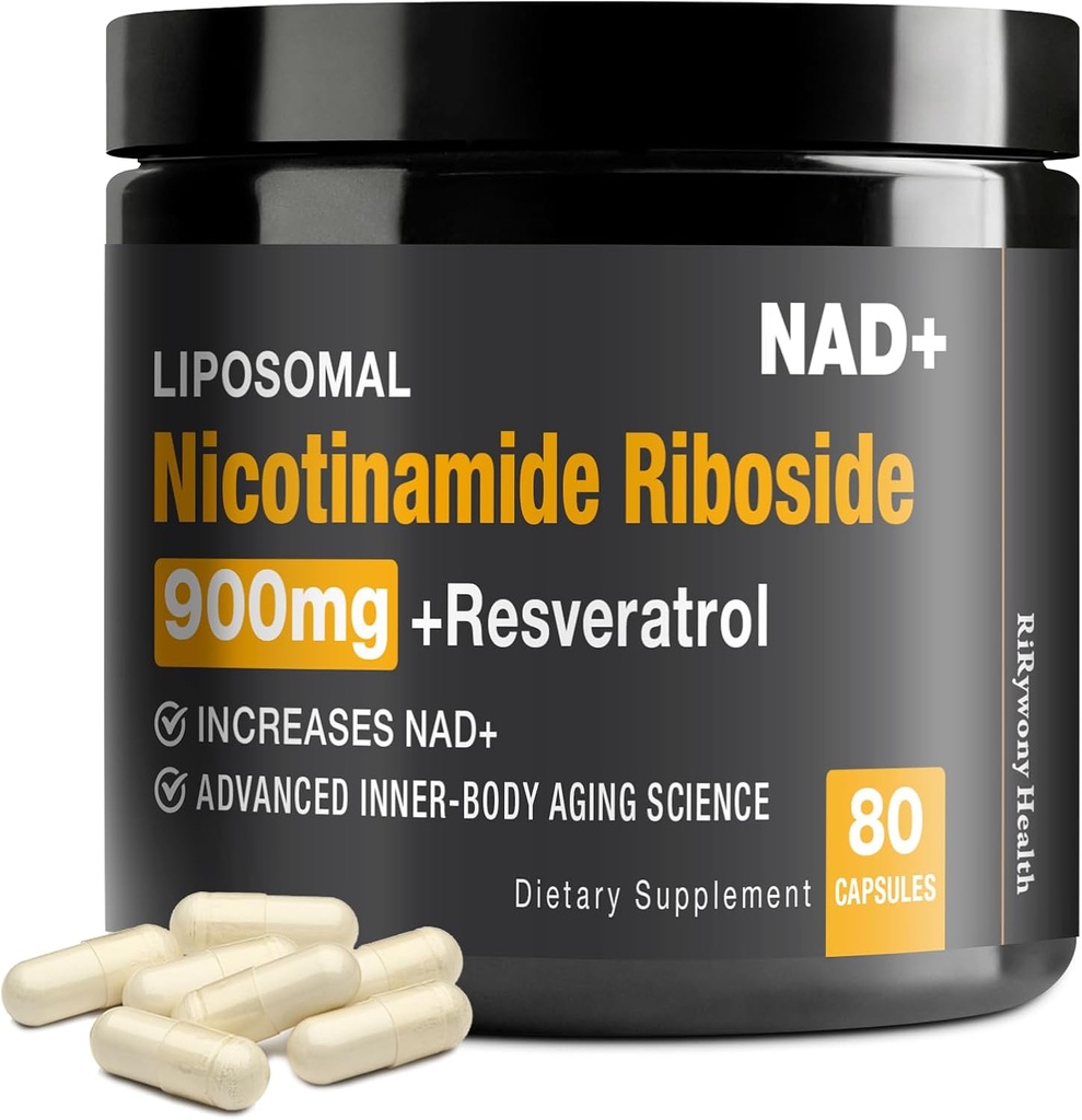 NAD Suplemento - NAD + con Nicotinamide Riboside (NR) y Resveratrol Quercetin 900mg Puro NAD orgánico Plus para Reparación Celular Función del cerebro envejecido saludable, 80 cápsulas