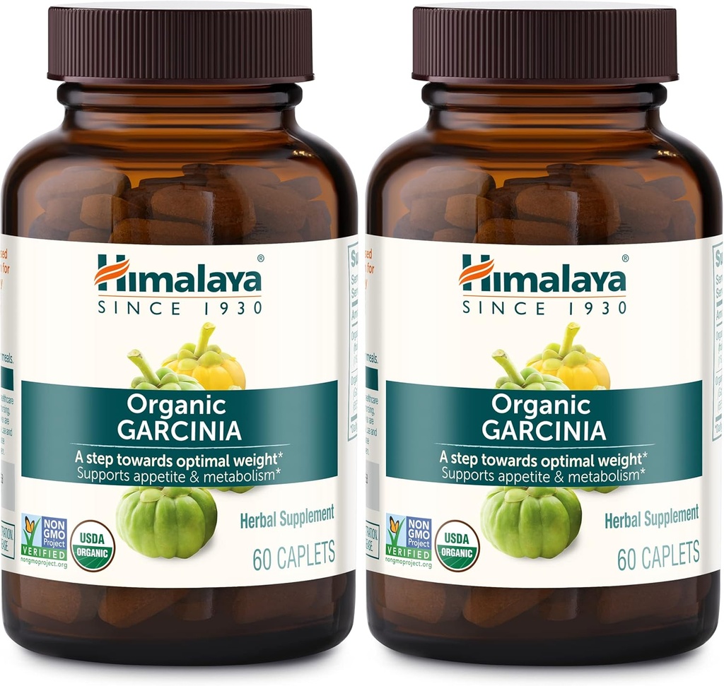 [BRSWIYYPOMNWIYLU] Himalaya Orgánica Garcinia Cambogia Suplemento Herbal, Appetite Support, Lipid Metabolism, Weight Support, USDA Organic, Non-GMO, Vegan, 600 mg, 60 Plant-Based Caplets, 2 Pack