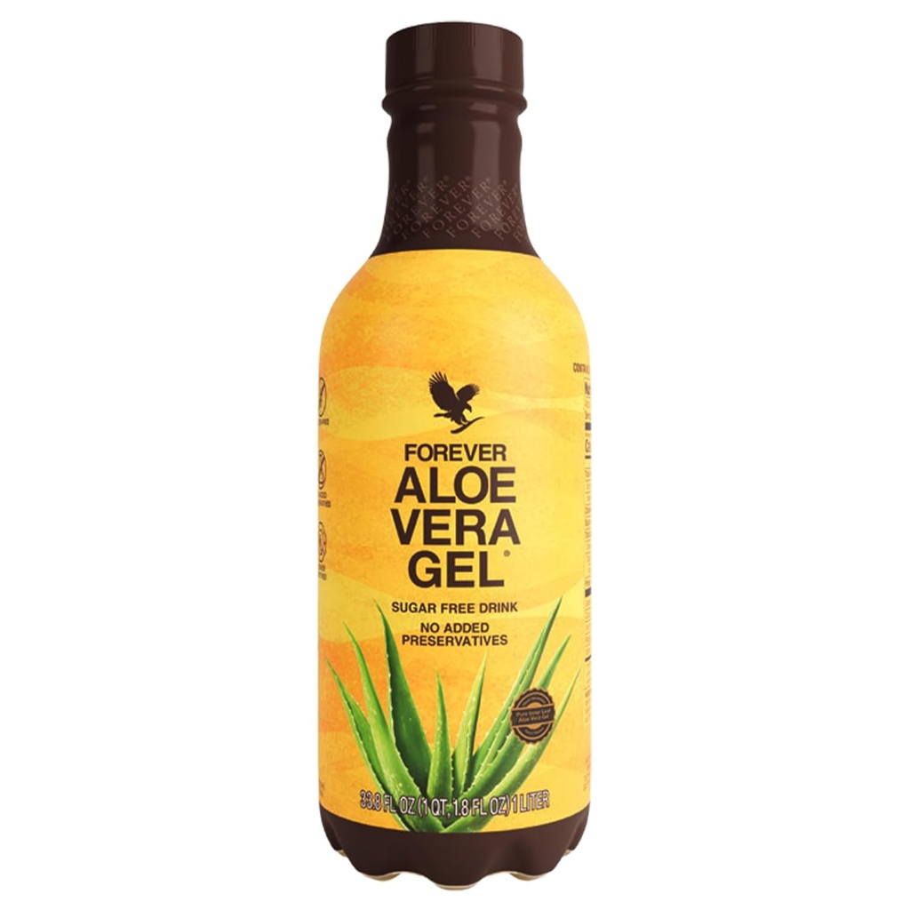 Para siempre vivir - Aloe Vera Gel, Pure Inner Leaf Juice, 99,7% Contenido de Aloe, Libre de Preserva, 33,8 fl oz