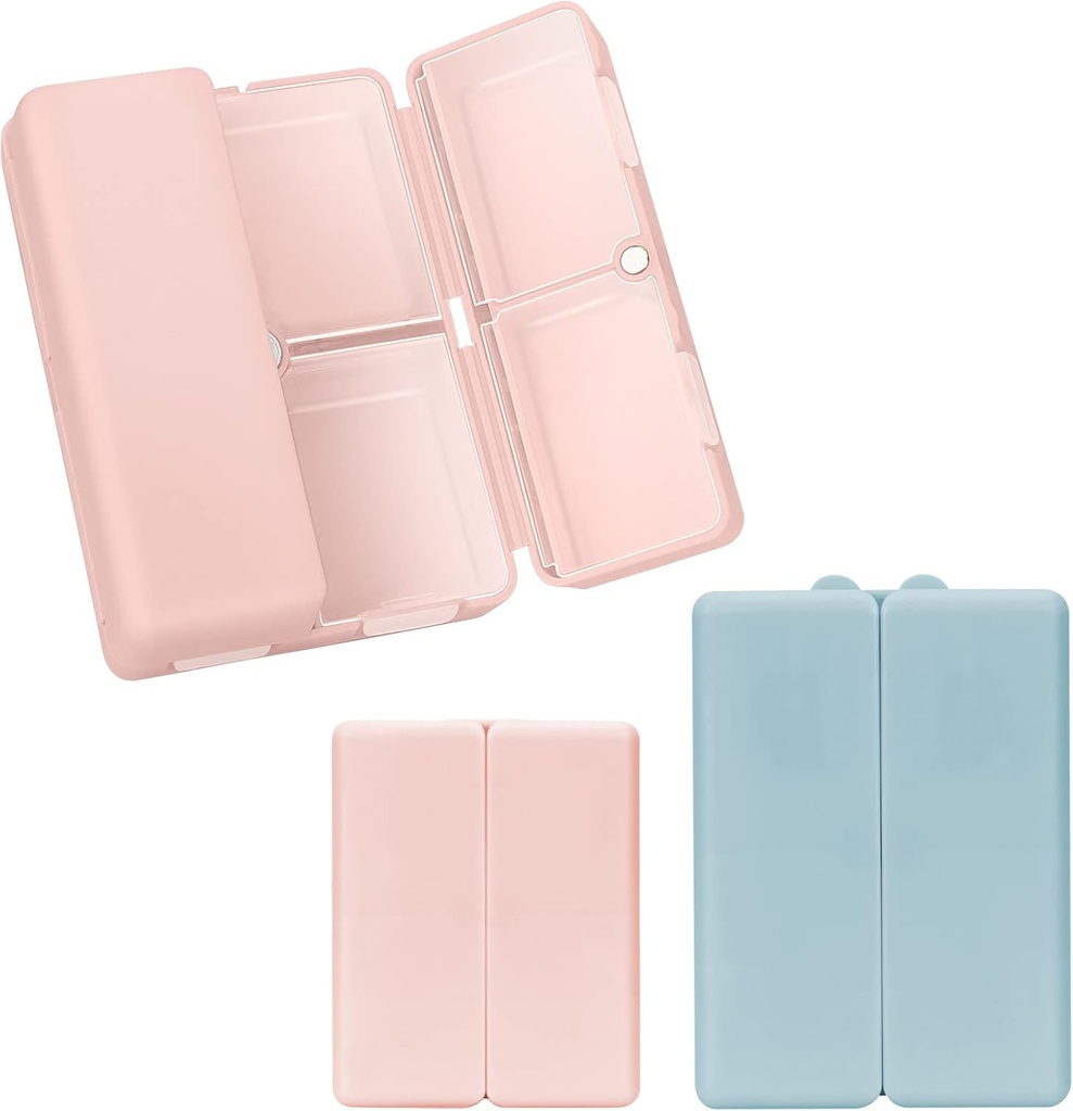 FYY 2 Pcs Daily Pill Organizer, 7 Compartments Portable Pill Case Travel Pill Organizer,[Folding Design] Pill Box for Purse Pocket to Hold Vitamins,Cod Liver Oil,Supplements and Medication-Pink+ Marina