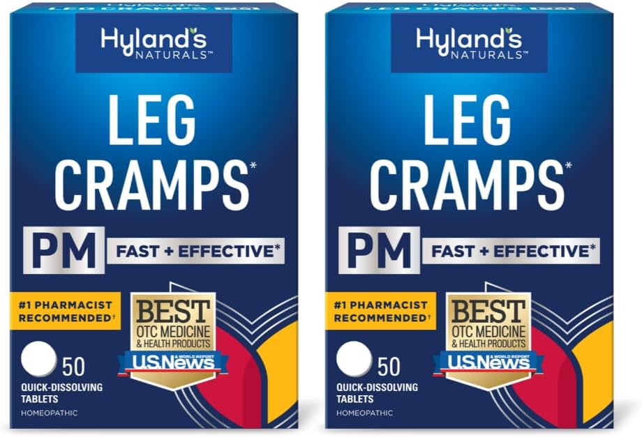 Los calambres de las piernas de Hyland PM Tablas, Fórmula de Noche, Alivio Natural de Calf, Huéspedes y Legislativos en la Noche, Tablas de Dissolver Rápido, 50 Cuenta (Pack de 2)