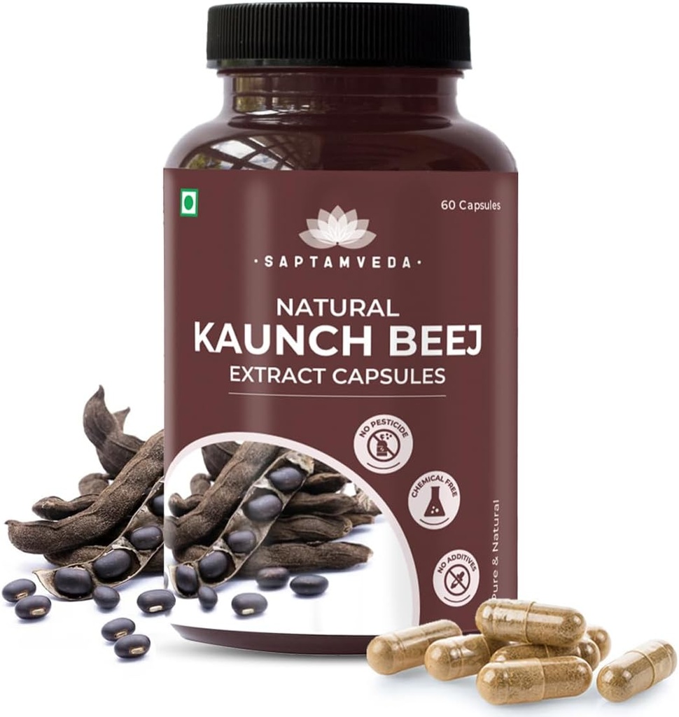 Natural Kaunch Beej Extract-500mg 60 Veg Capsules (Pack of 1)