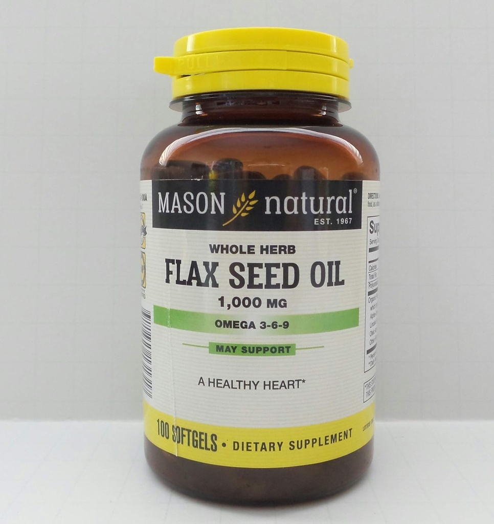 Mason FLAX SEED OIL 1000mg SOFTGELS 100 por botella