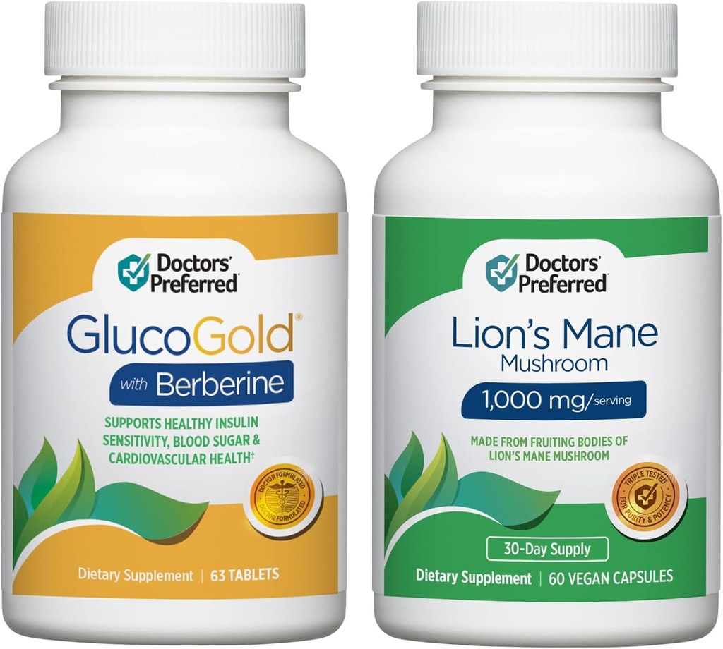 DOCTORS PREFERADO GlucoGold con 1500 mg por día de Berberine & Lion's Mane Mushroom Suplemento