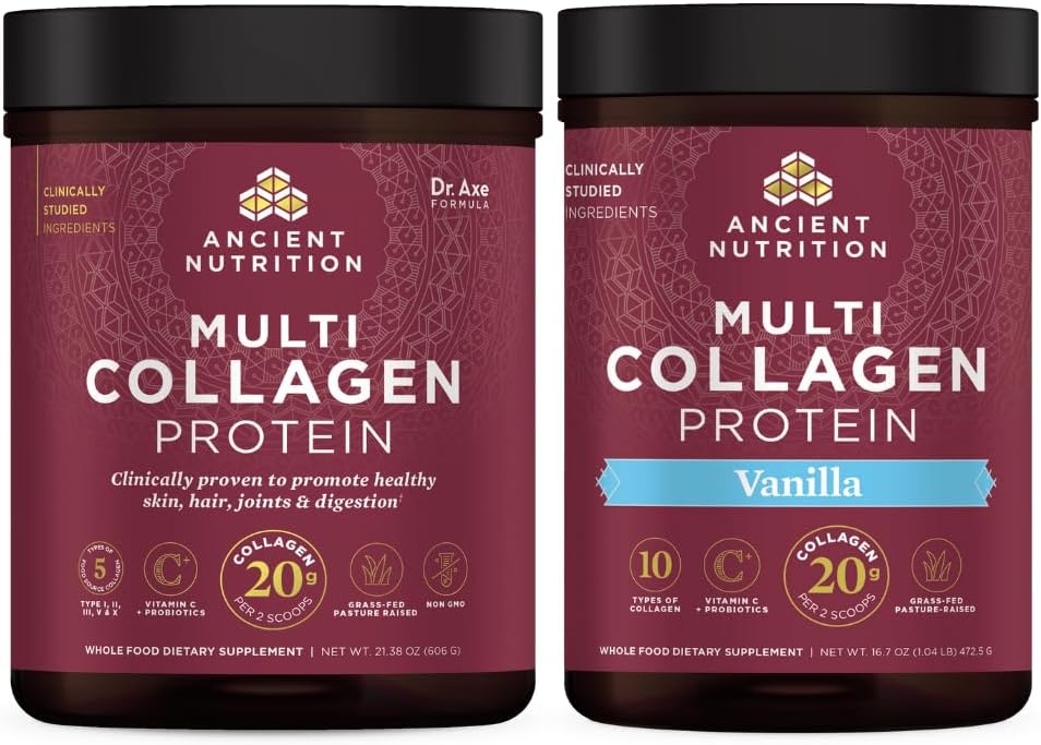 Antigua Nutrición Multi Collagen Proteína Polvo, Desarrollado, 60 Servings + Multi Collagen Protein Polvo, Vainilla, 45 Servimientos