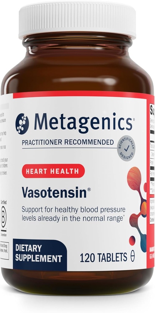 Vasotensina metagénica - soporta niveles de presión arterial saludables ya en el rango normal* - Bonito Peptide Suplemento - Fish Protein - Non-GMO - Sin gluten - 120 Tabletas