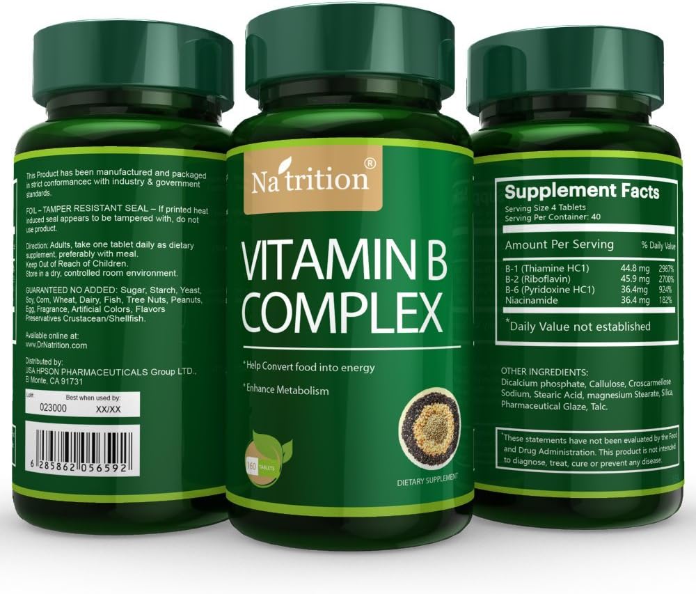 Na'trition Vitamin B Complex Tablets, 160 Tabletas por botella