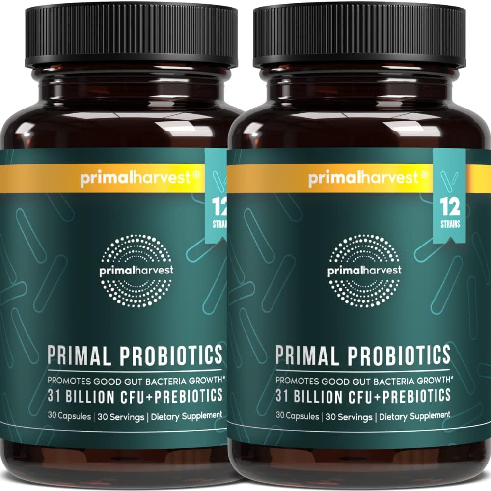 Probióticos de cosecha primaria para mujeres y hombres Establo-Stable con prebióticos Suplemento diario para adultos 60 cápsulas (2 Pack)